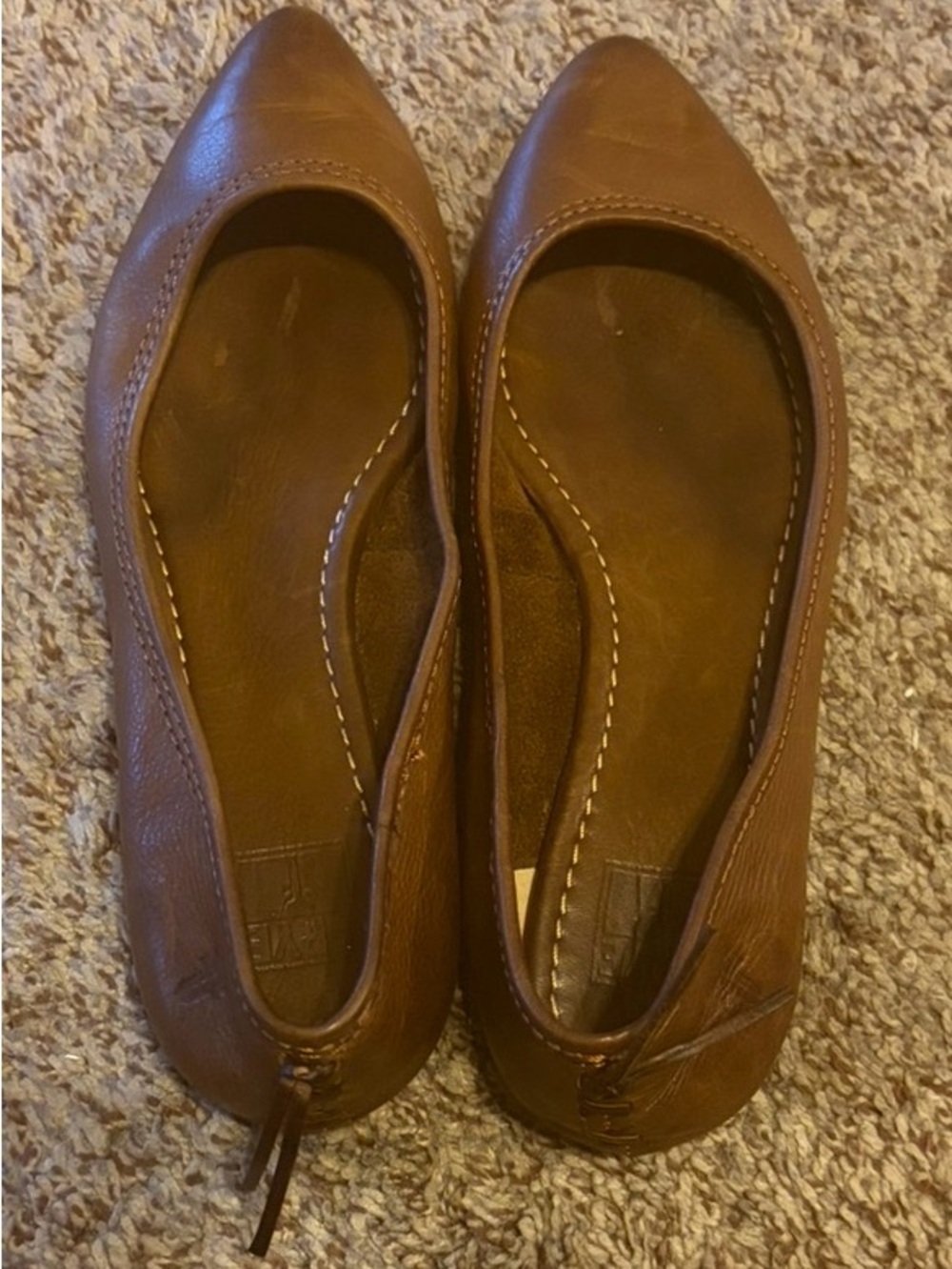 Frye Brown Pointed-Toe Leather Flats - Picture 2 of 7